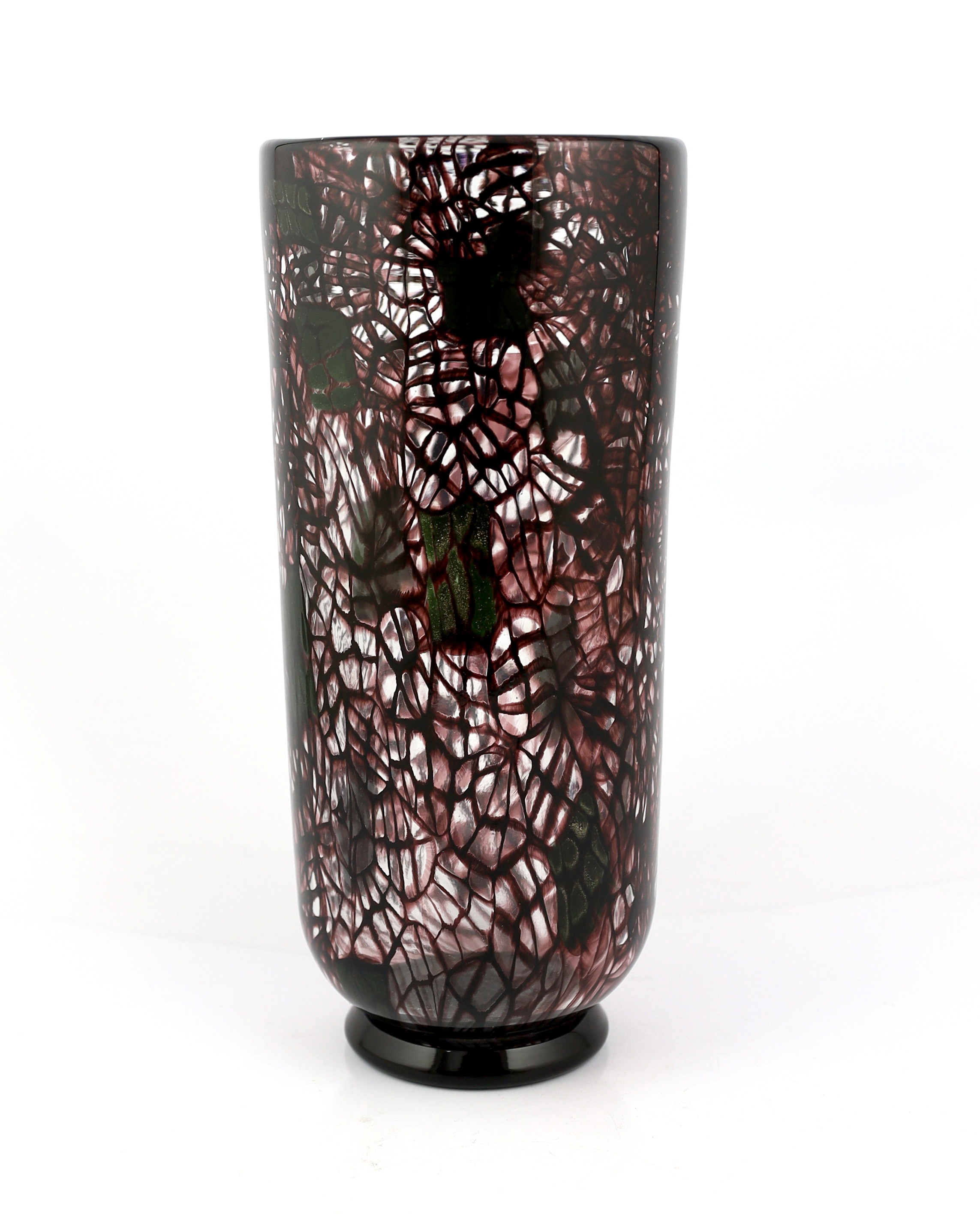 Vittorio Ferro (1932-2012) A Murano glass Murrine vase, in purple and black, unsigned, 34cm, Please note this lot attracts an additional import tax of 20% on the hammer price